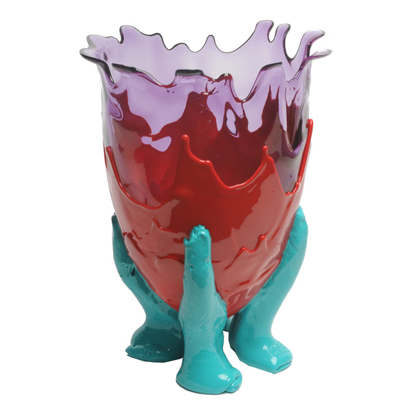 Corsi Design 'Clear Extra Colour' Vase Large - Clear Lilac, Matt Red, Turquoise
