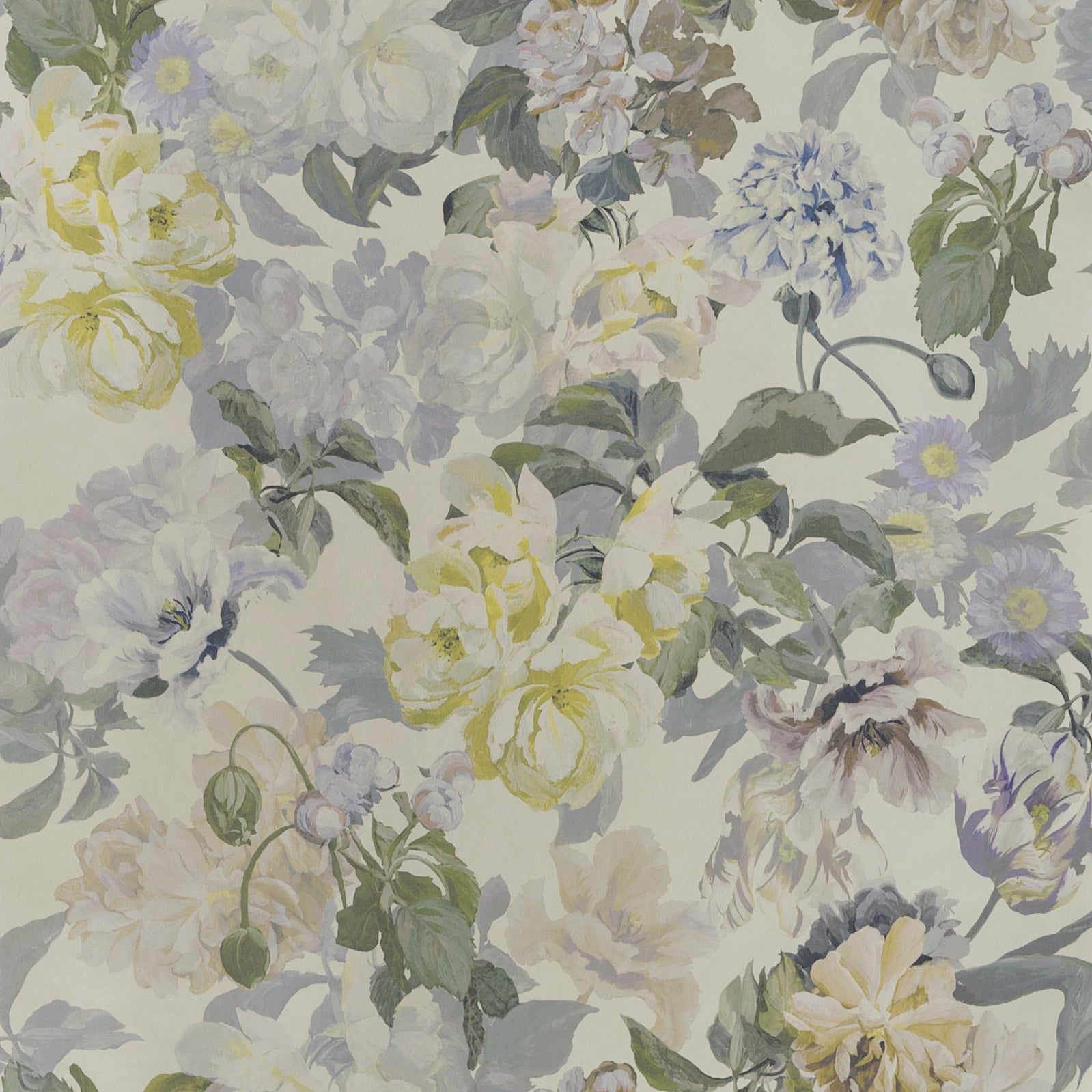 Designers Guild 'Delft Flower' Wallpaper Charcoal Pewter