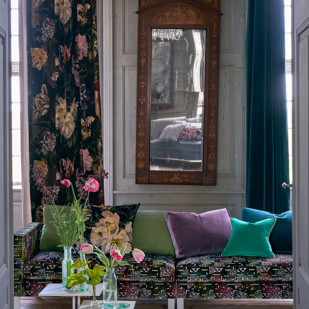 Designers Guild 'Delft Velvet' Fabric Noir Roomset