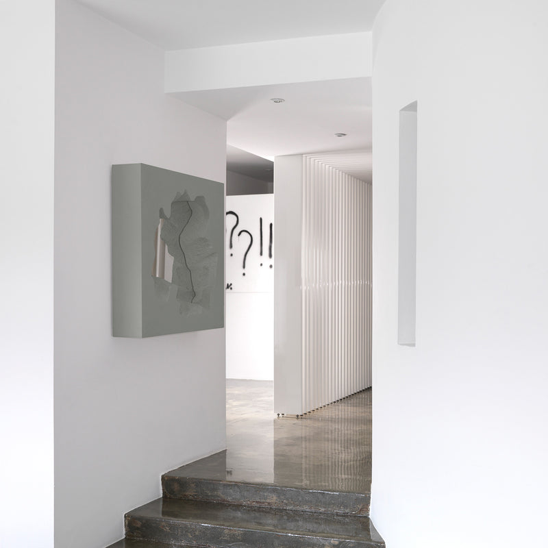 Gufram 'Broken' Mirror Square by Snarkitecture - Grey Roomset