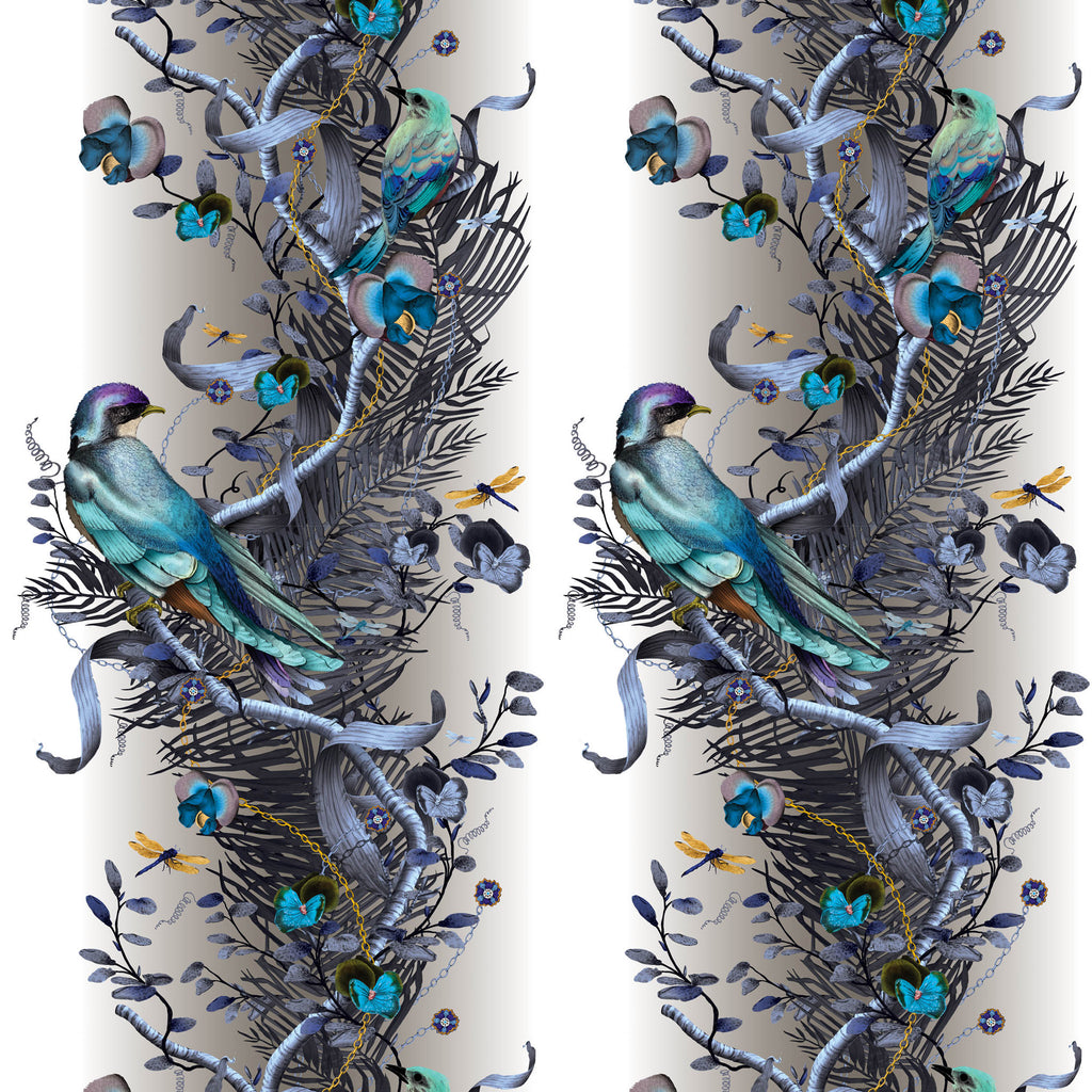 Kit Miles 'Birds In Chains' Wallpaper Blue & Gold