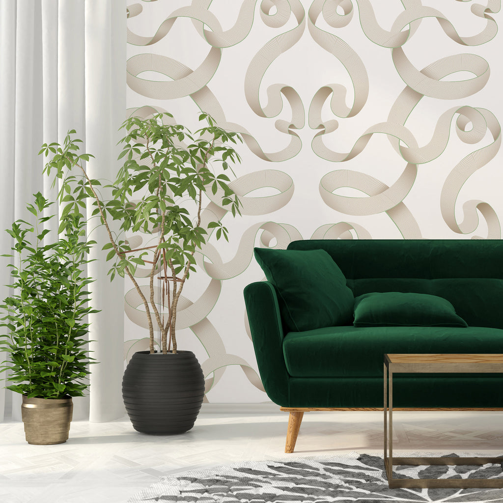 Kit Miles 'Emperor Damask' Wallpaper Ice Blossom Roomset