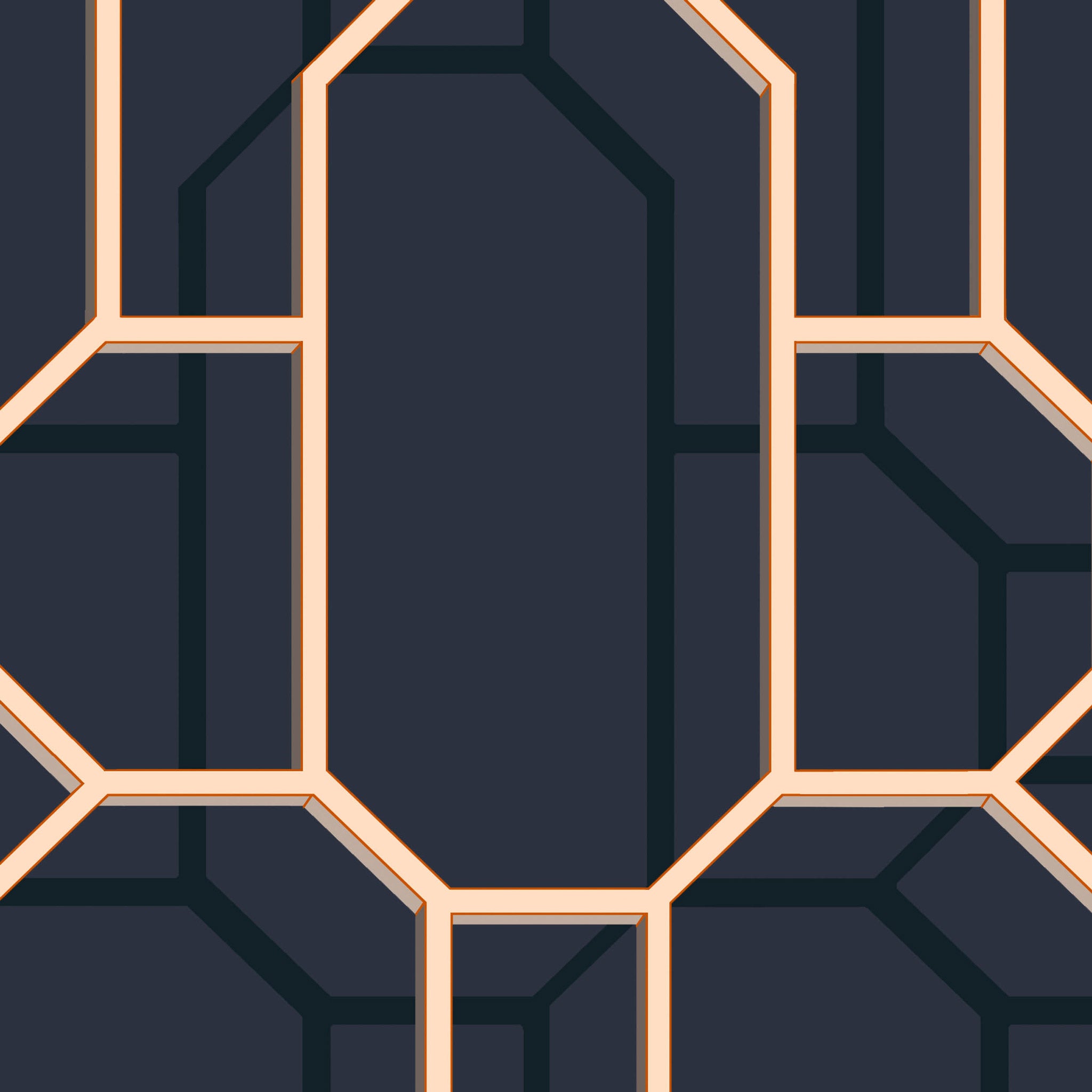 Kit Miles 'Fretwork' Wallpaper Navy Detail