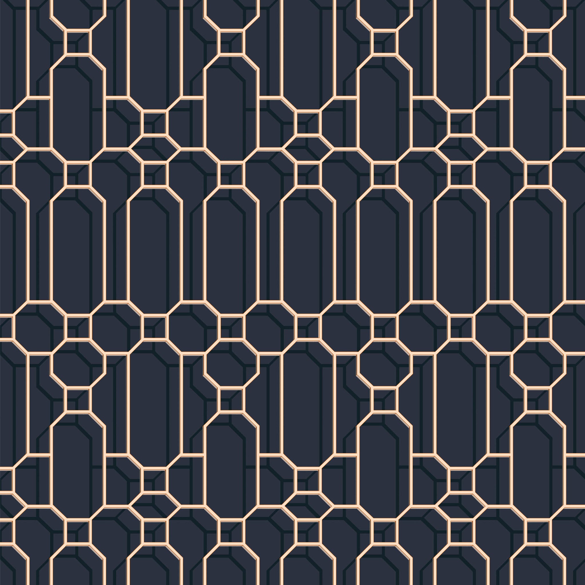 Kit Miles 'Fretwork' Wallpaper Navy