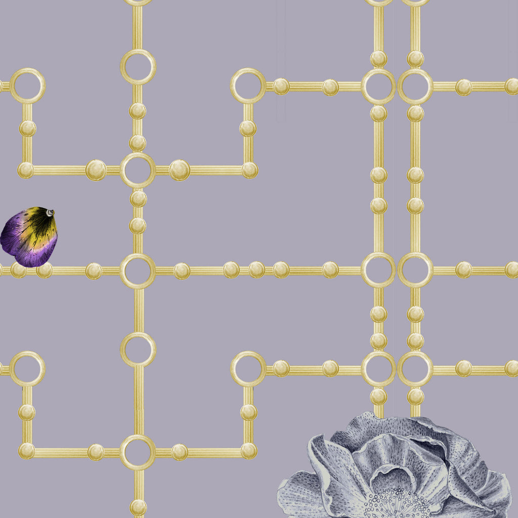 Kit Miles 'Quinn Orchid' Wallpaper Violet / Gold Detail