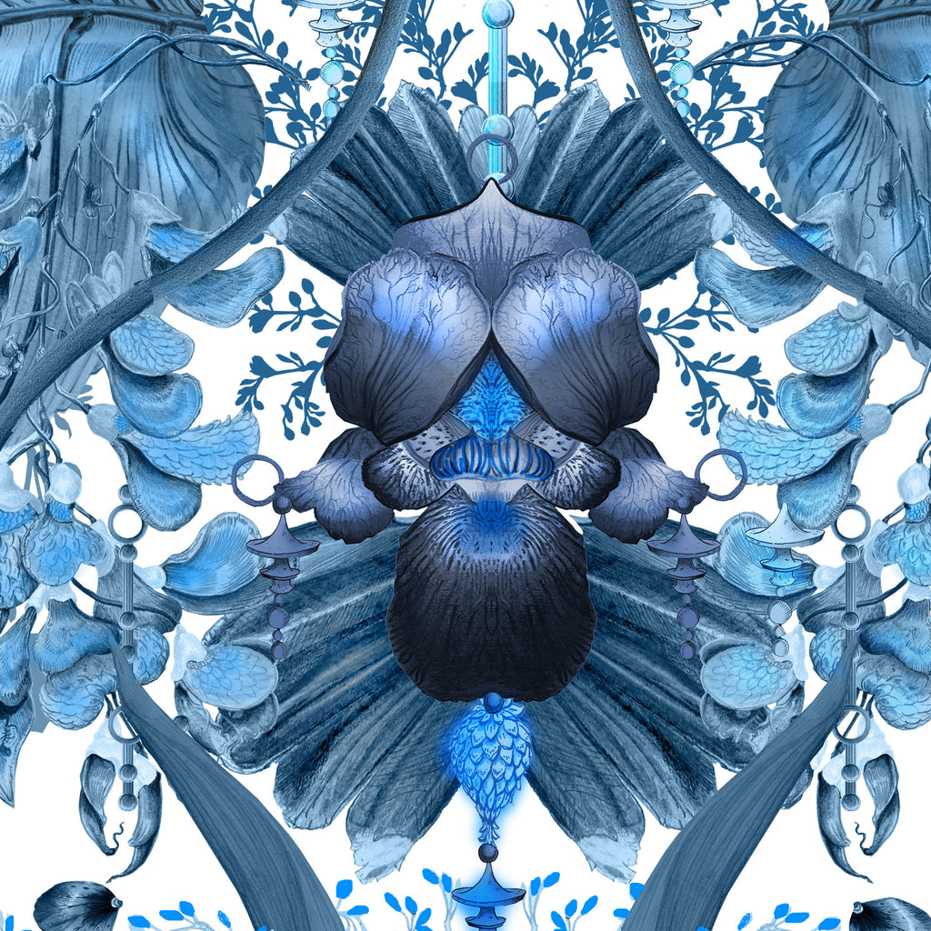 Kit Miles 'Ultraviolet Garden' Wallpaper Atomic Blue Detail