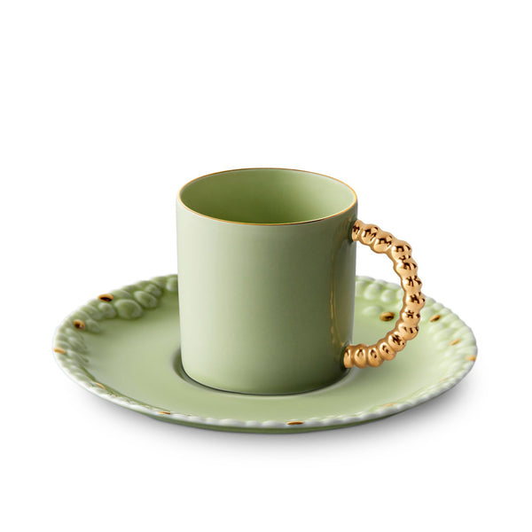 L'Objet x Haas Brothers 'Mojave' Espresso Cup & Saucer (Set of 6) - Matcha & Gold 