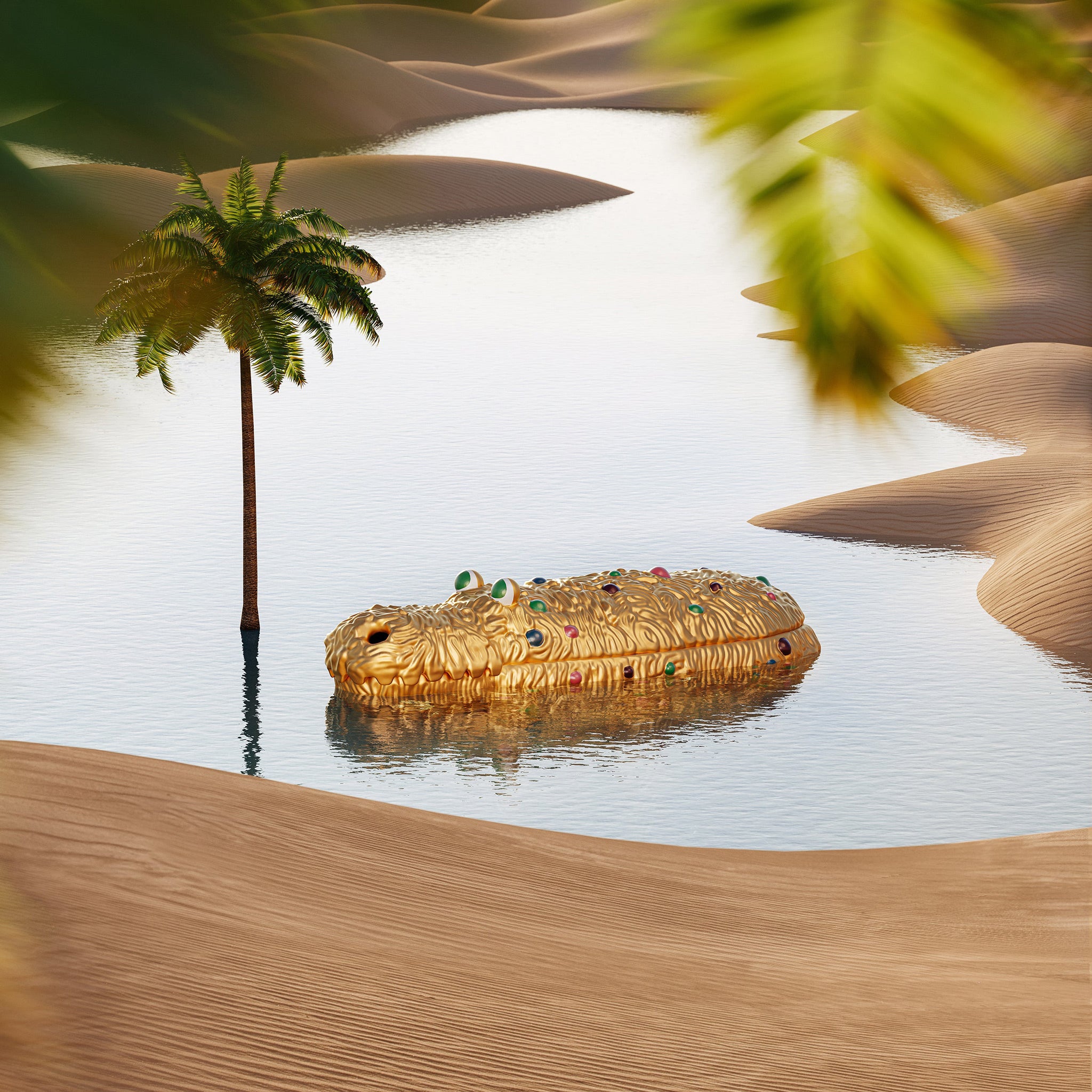 L'Objet x Haas Brothers 'Pedro the Croc' Box - Limited Edition of 100 Desert Scene