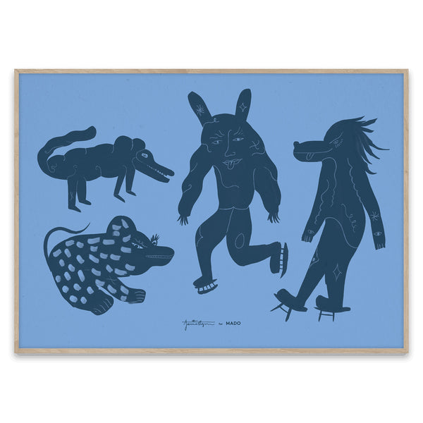 Four Creatures Print by Jaime Hayon - Blue