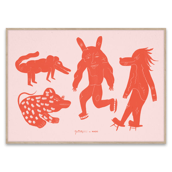 Four Creatures Print by Jaime Hayon - Red