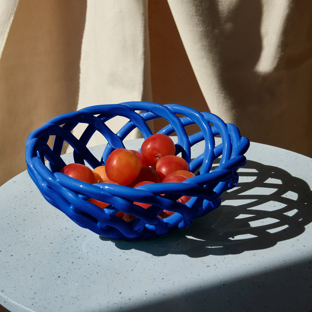 Octaevo Sicilia Ceramic Basket - Large Blue Mood Toms