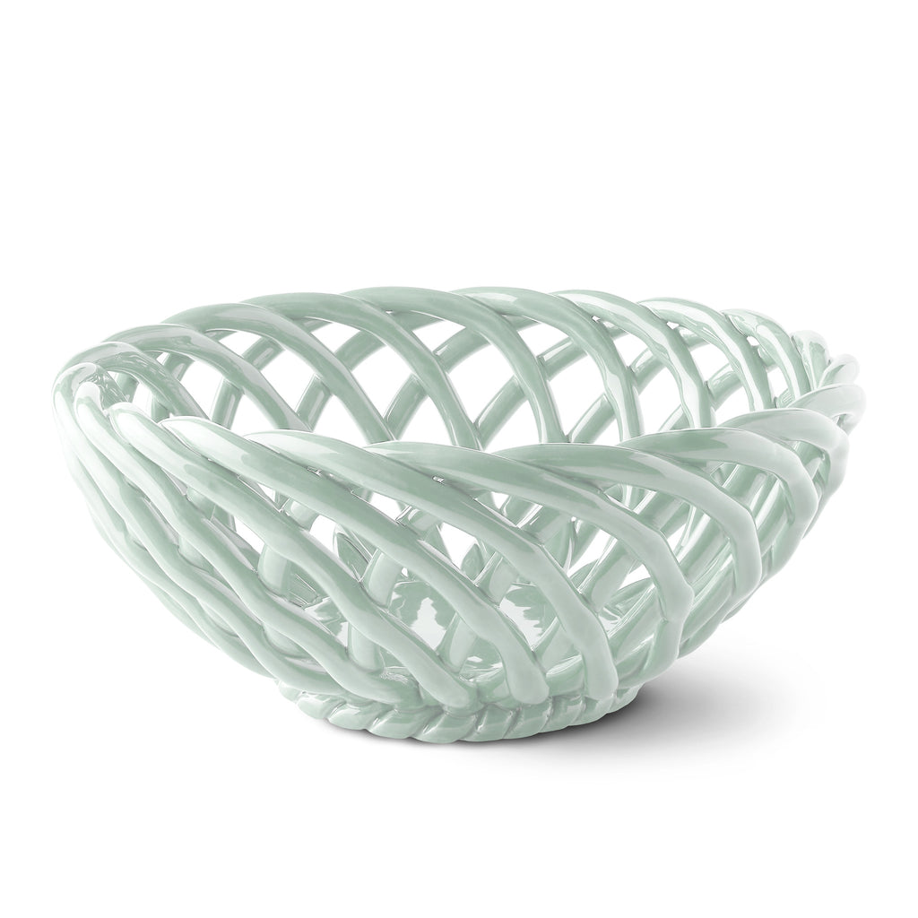 Octaevo 'Sicilia' Ceramic Basket - Large Light Mint