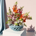 Octaevo 'Sicilia' Ceramic Basket - Small Light Blue Flowers