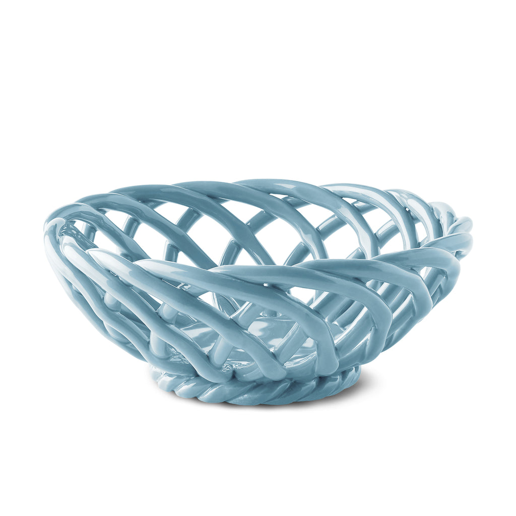 Octaevo 'Sicilia' Ceramic Basket - Small Light Blue