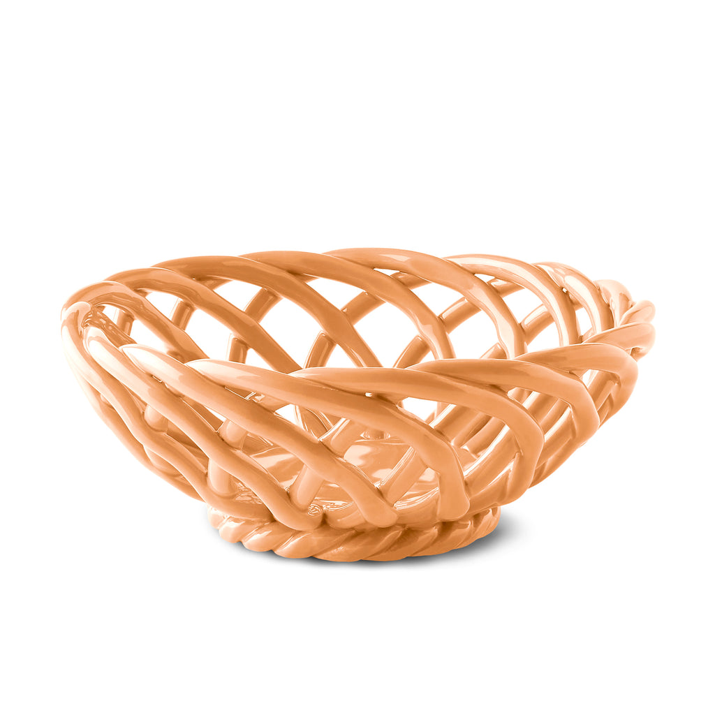Octaevo 'Sicilia' Ceramic Basket - Small Tangerine