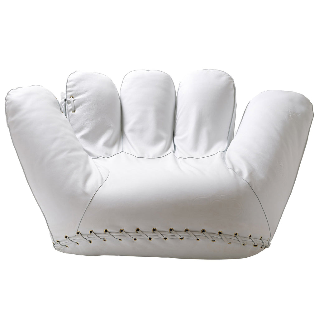 Poltronova 'Joe' Baseball Glove Armchair White Leather Front