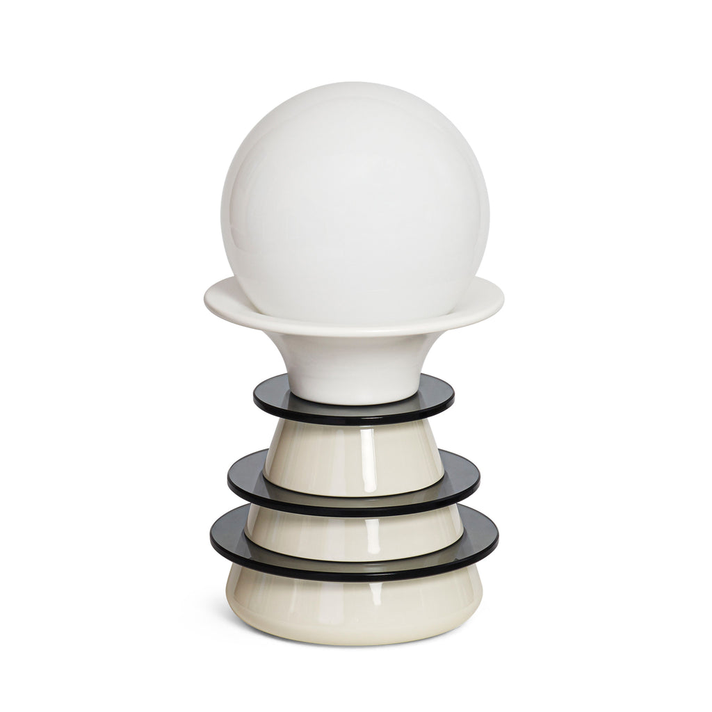 Scapin Collezioni 'Catodo' Table Lamp by Elena Salmistraro - Oyster White Frosted Glass