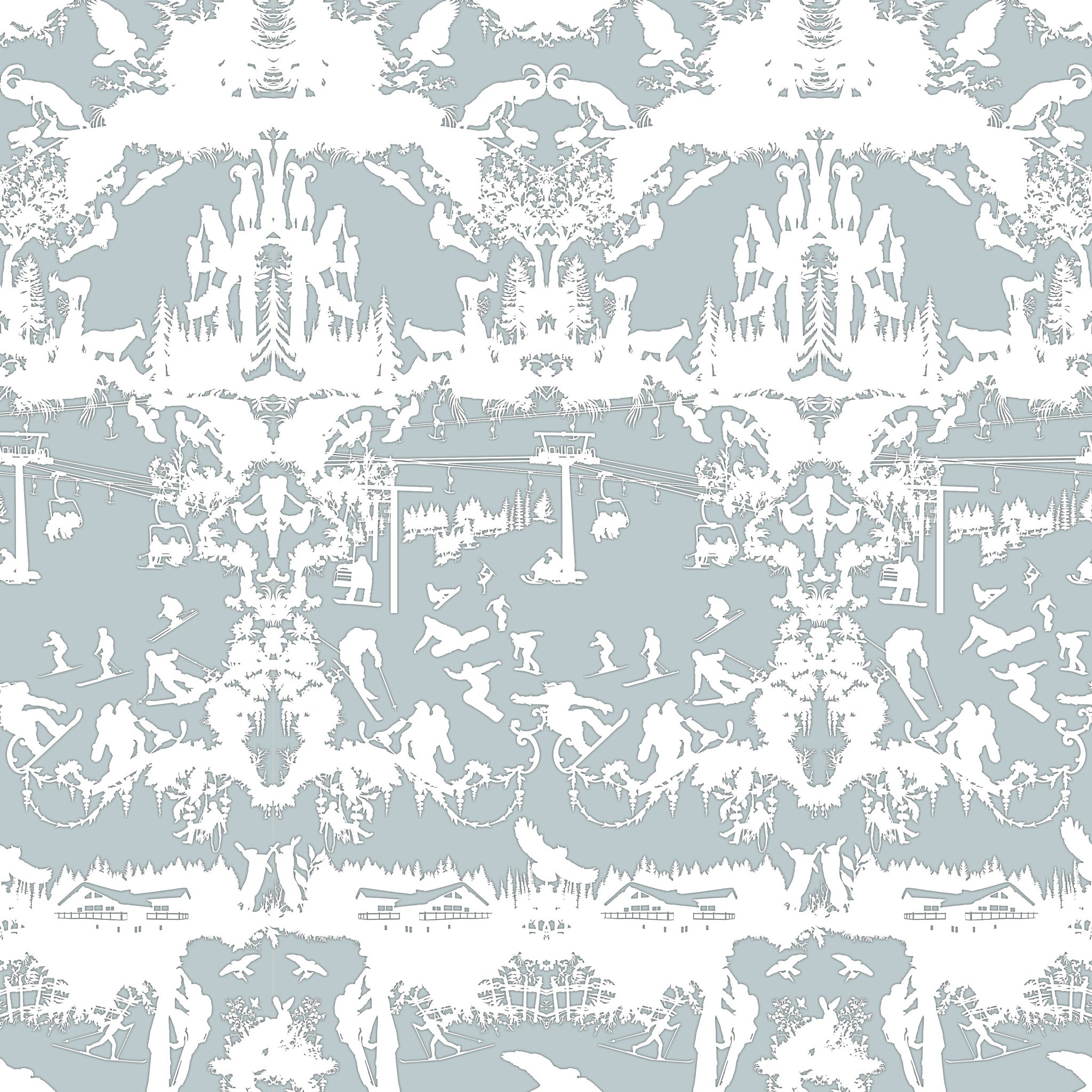 Timorous Beasties 'Alpine Toile' Wallpaper Sea Blue