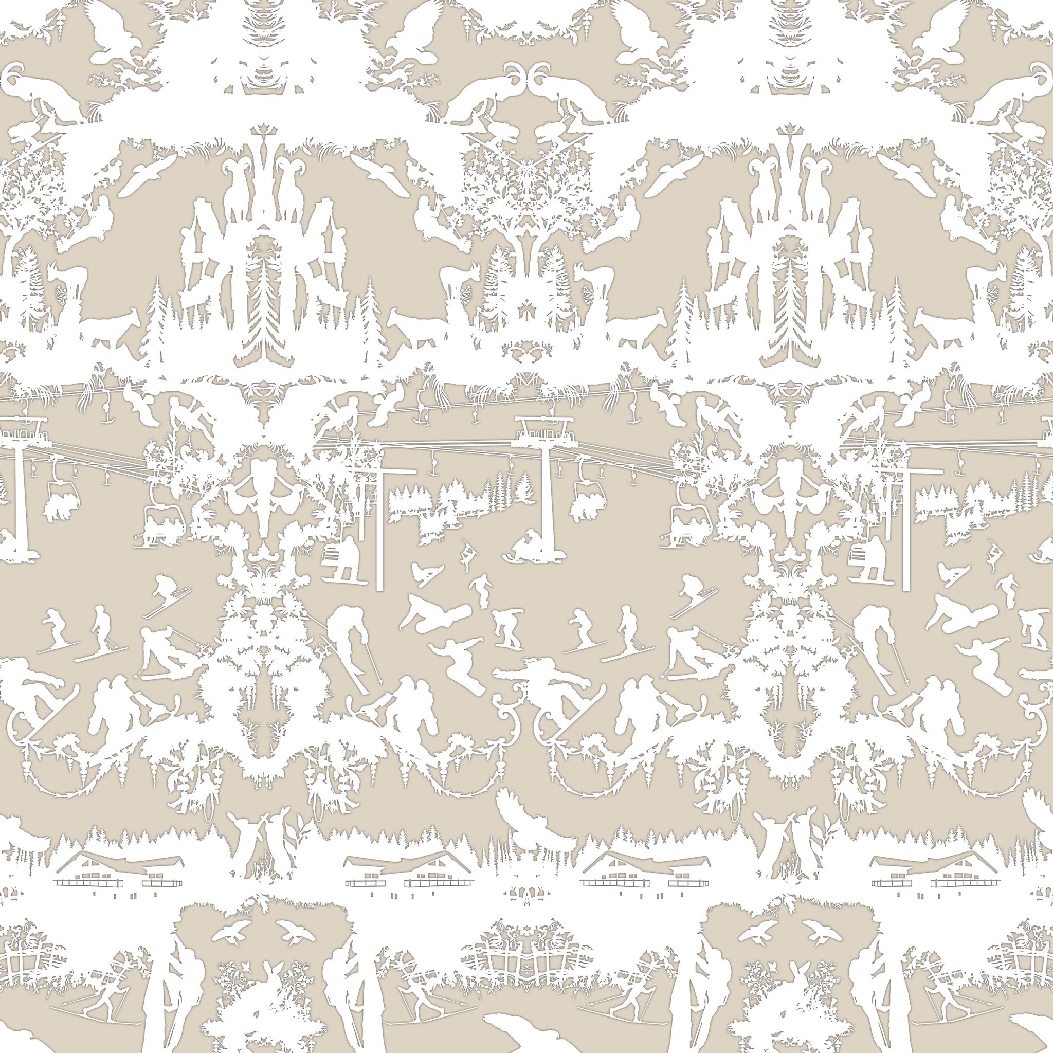 Timorous Beasties 'Alpine Toile' Wallpaper Taupe