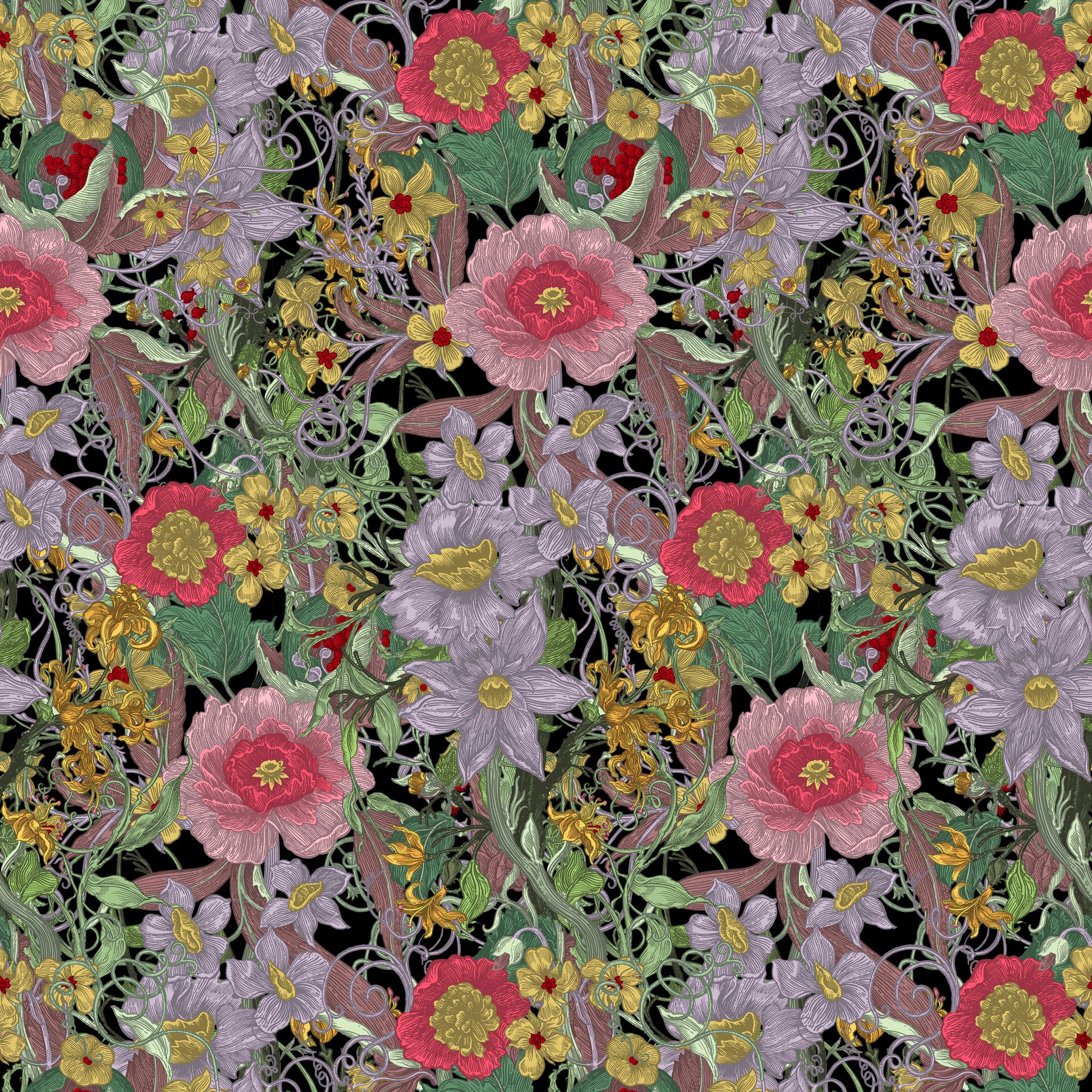 Timorous Beasties 'Berkeley Blooms' Wallpaper