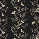 Timorous Beasties 'Birdbranch Stripe' Hand-Print Wallpaper Gold Pearl on Black