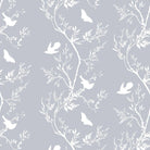 Timorous Beasties 'Birdbranch Stripe' Hand-Print Wallpaper White on Pale Blue