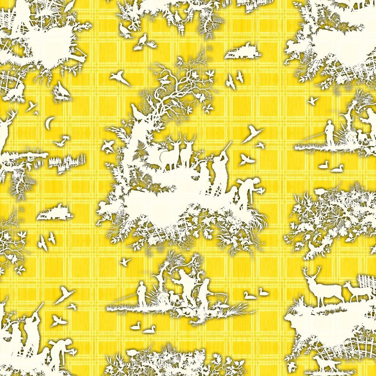 Timorous Beasties 'Classic Hunt' Wallpaper Yellow