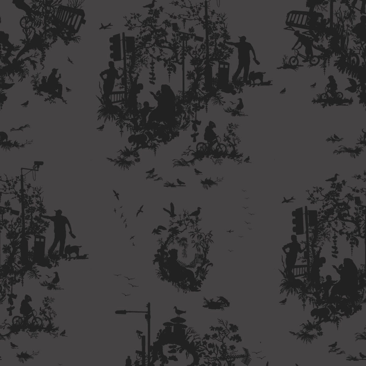 Timorous Beasties 'Decouper 3' Hand-Print Wallpaper Black on Black