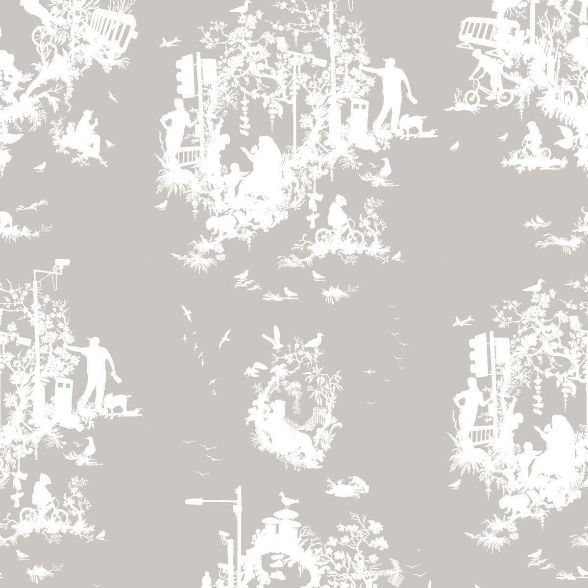 Timorous Beasties 'Decouper 3' Hand-Print Wallpaper White on Stone