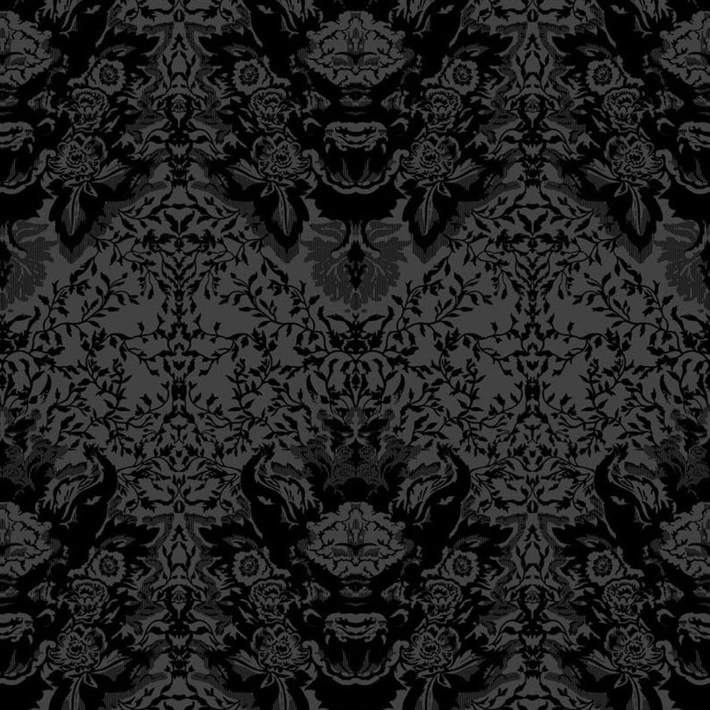 Timorous Beasties Devil Damask Flock Wallpaper Black