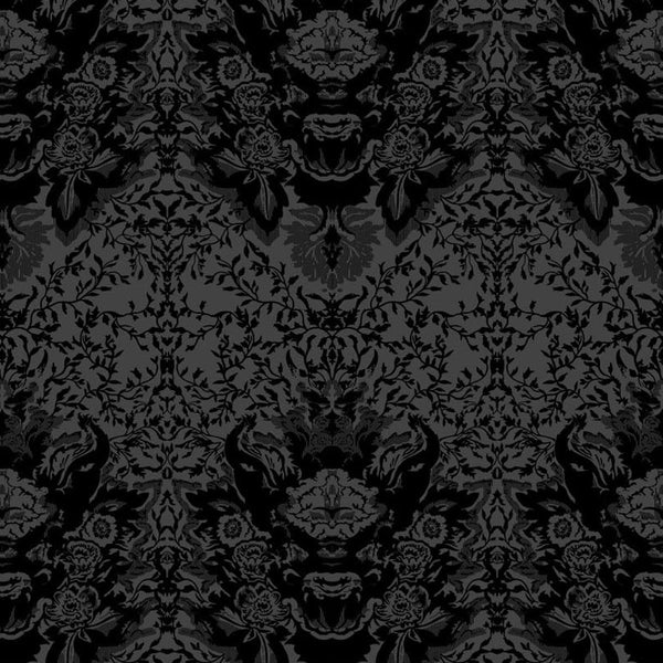 Timorous Beasties Devil Damask Flock Wallpaper Black