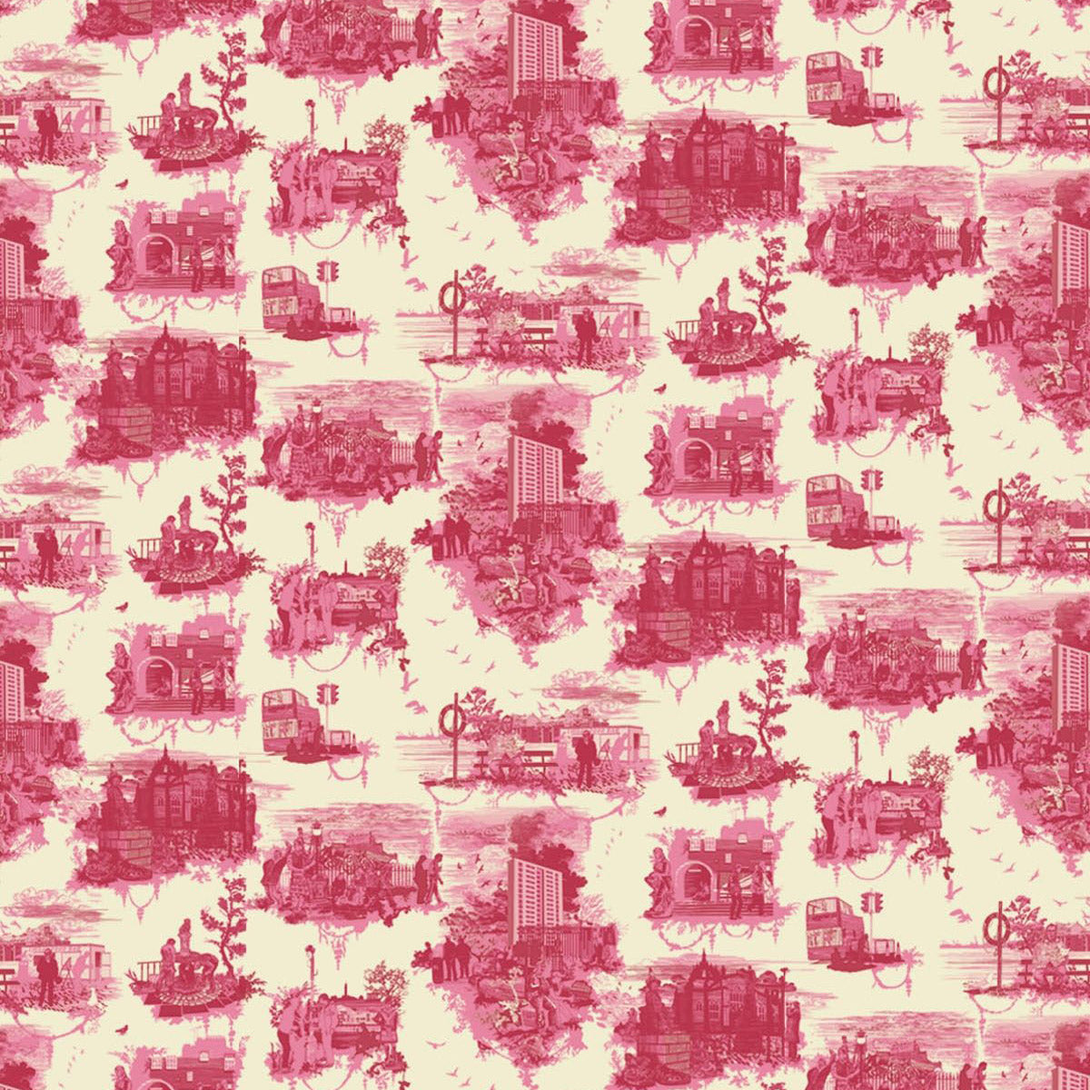 Timorous Beasties 'Edinburgh Toile' Wallpaper Red