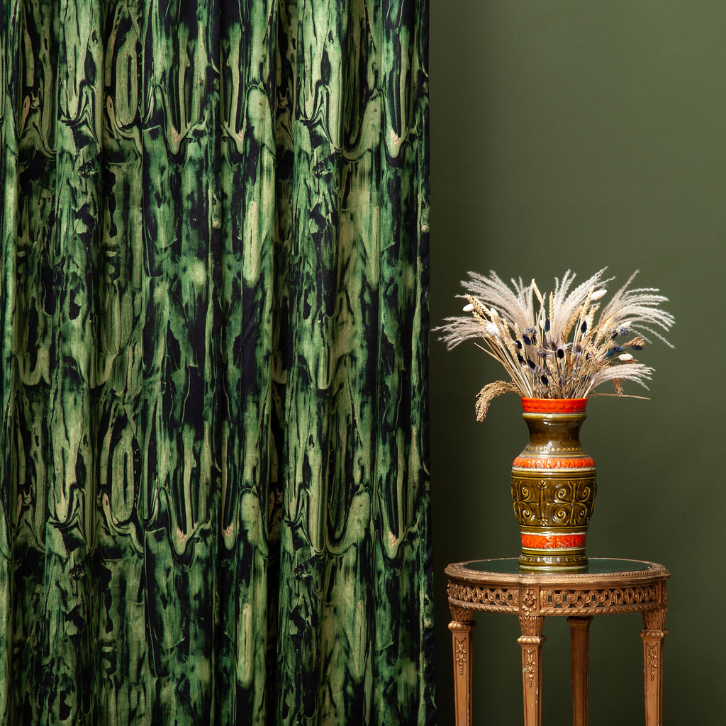 Timorous Beasties 'Gerhard Gum' Velvet Fabric Kiwi Room Scene