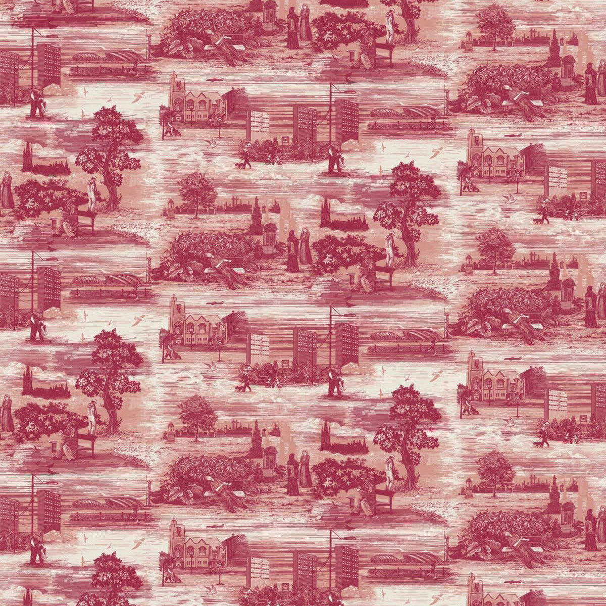 Timorous Beasties 'Glasgow Toile' Wallpaper Red