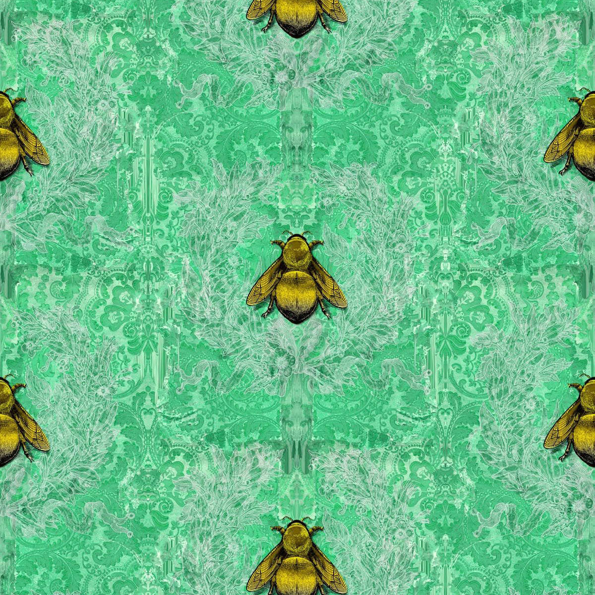 Timorous Beasties 'Imperial Apiary' Wallpaper Green