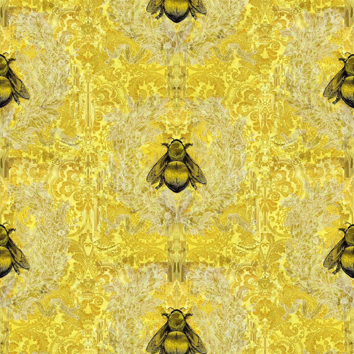 Timorous Beasties 'Imperial Apiary' Wallpaper Yelow