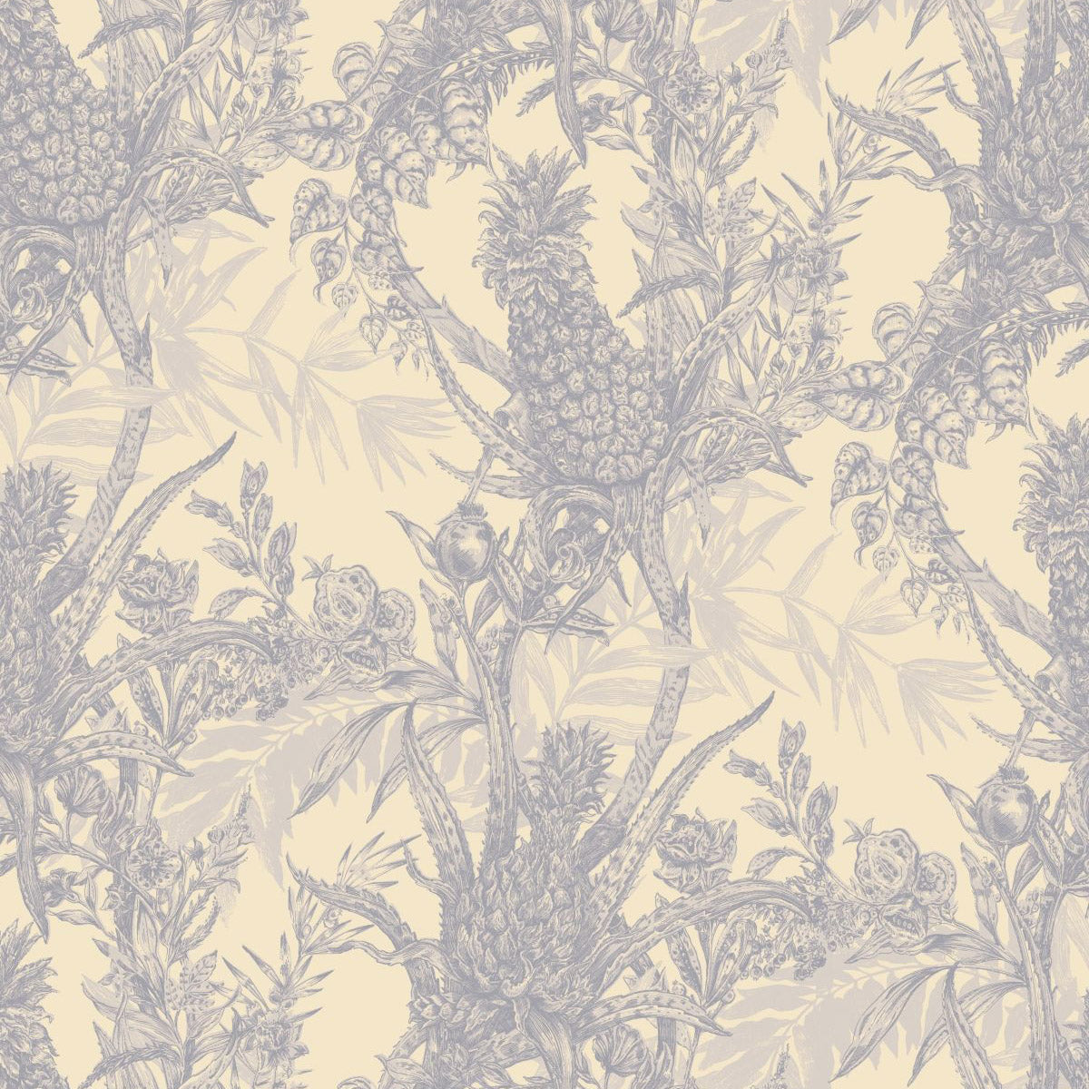  Timorous Beasties Pineapple Wallpaper Greys on Cream