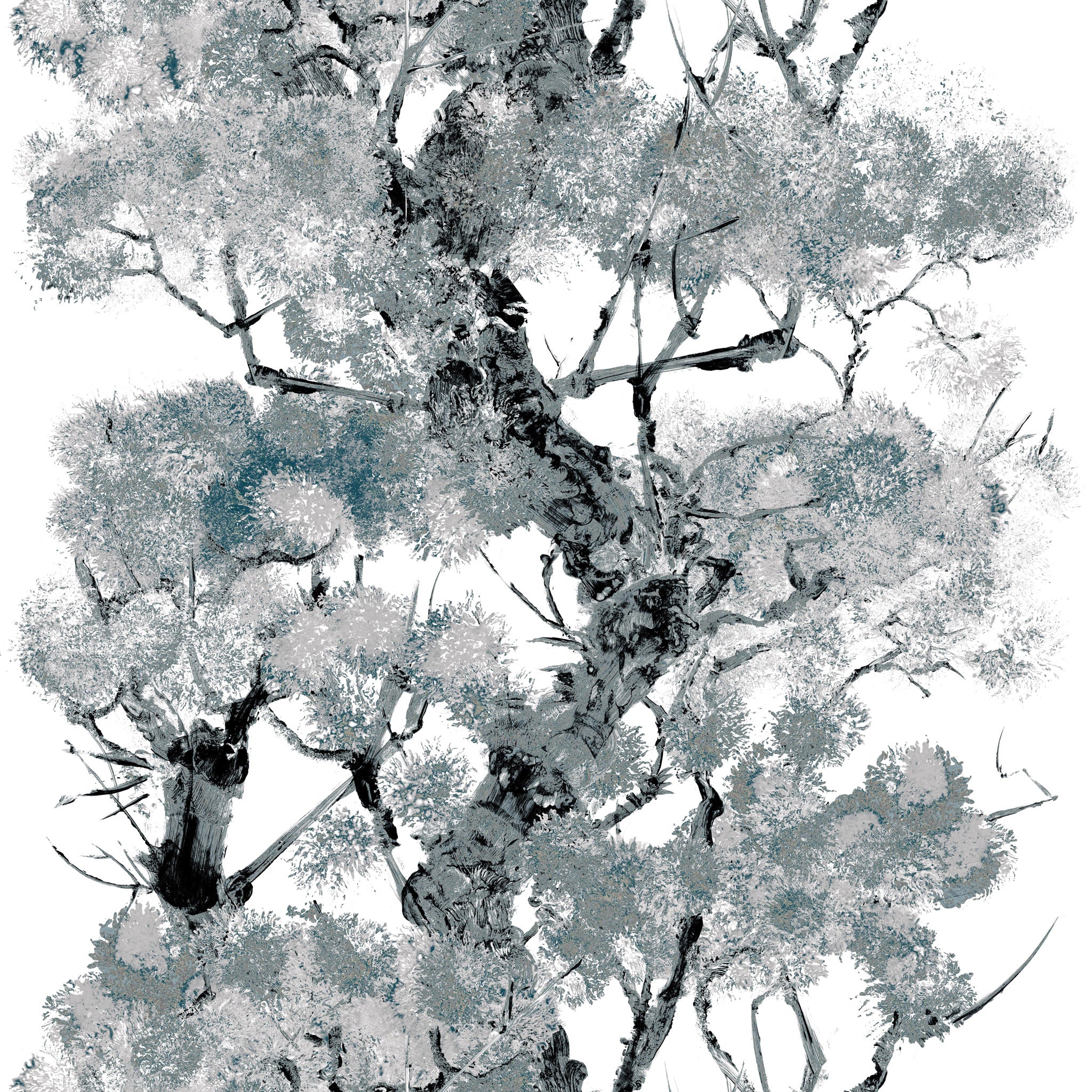 Timorous Beasties Pinyin Tree Superwide Wallpaper Grey