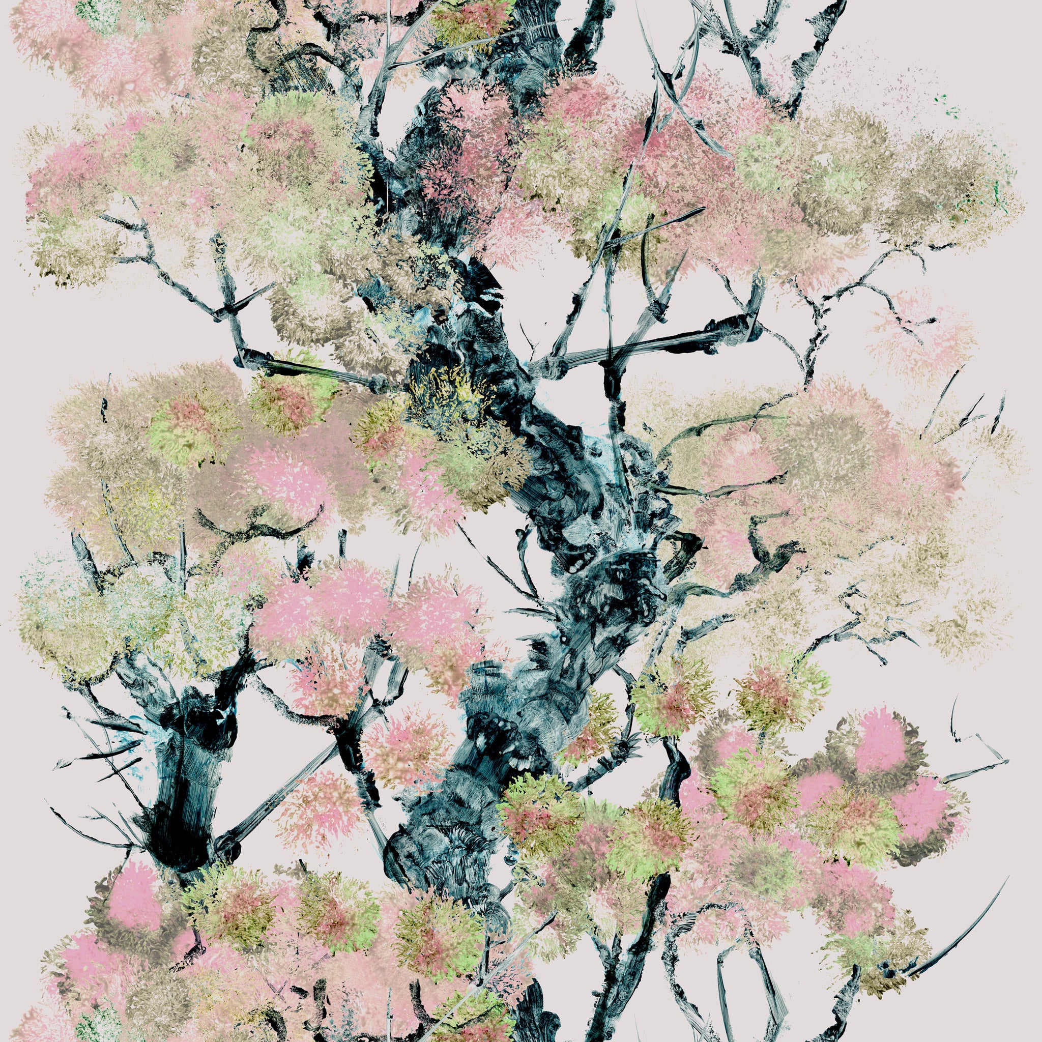 Timorous Beasties Pinyin Tree Superwide Wallpaper Pink