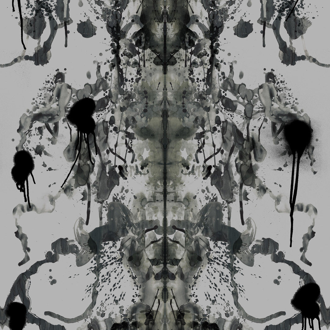 Timorous Beasties 'Rorschach' Velvet Fabric Silver Grey