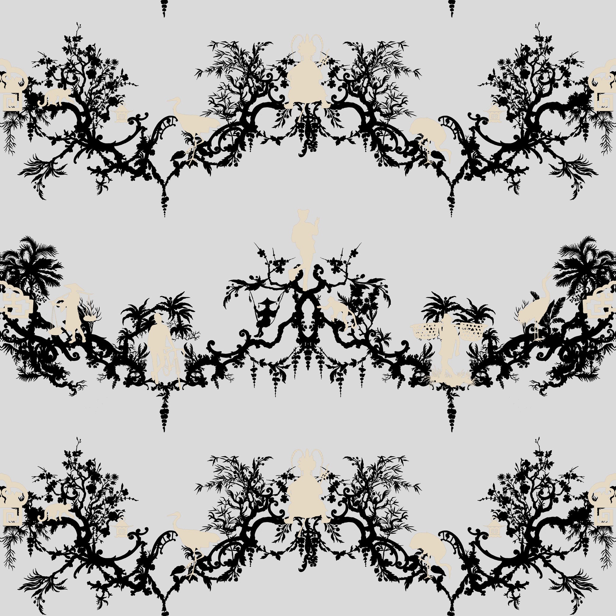 Timorous Beasties 'Shuiping De Pillement' Superwide Wallpaper Grey