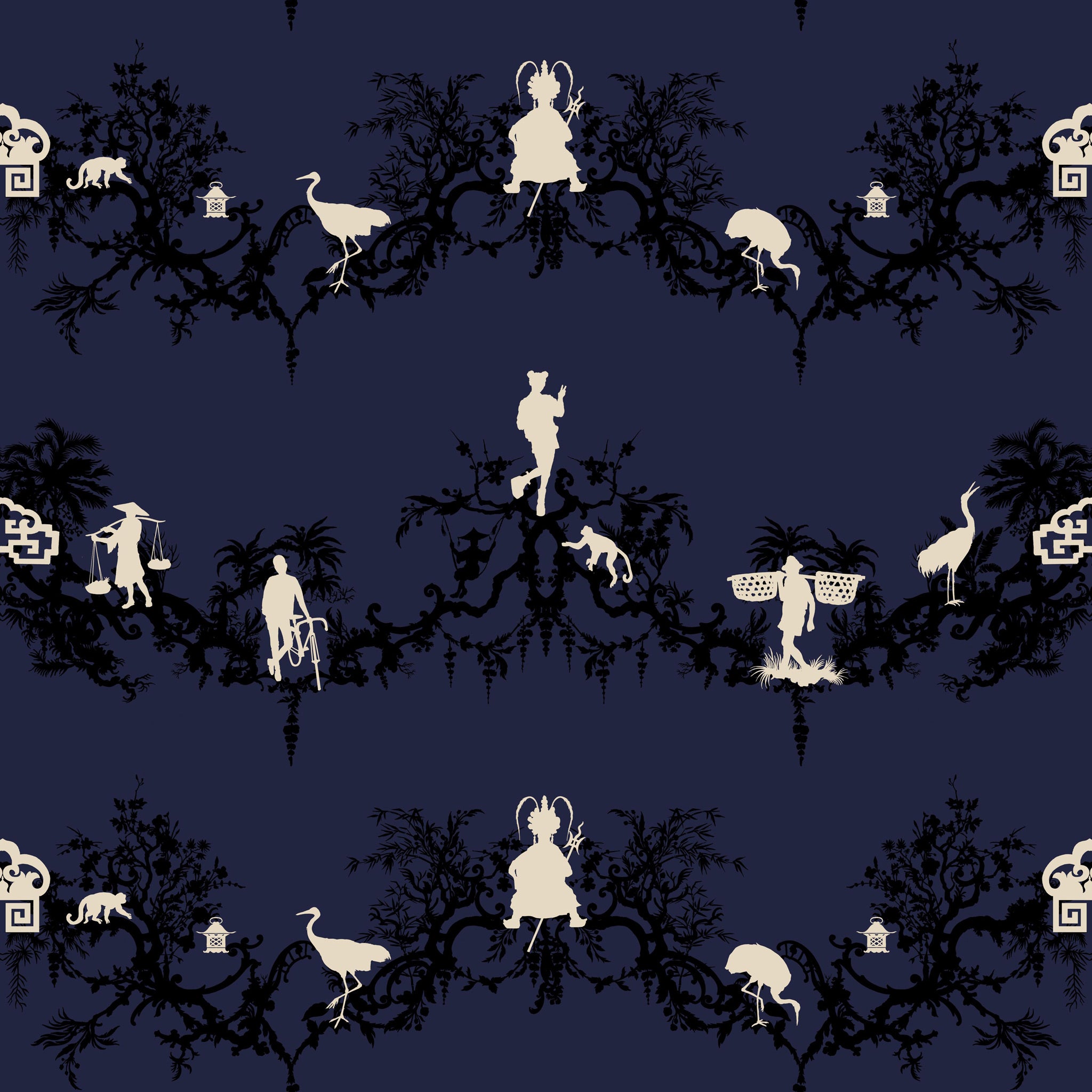 Timorous Beasties 'Shuiping De Pillement' Superwide Wallpaper Navy