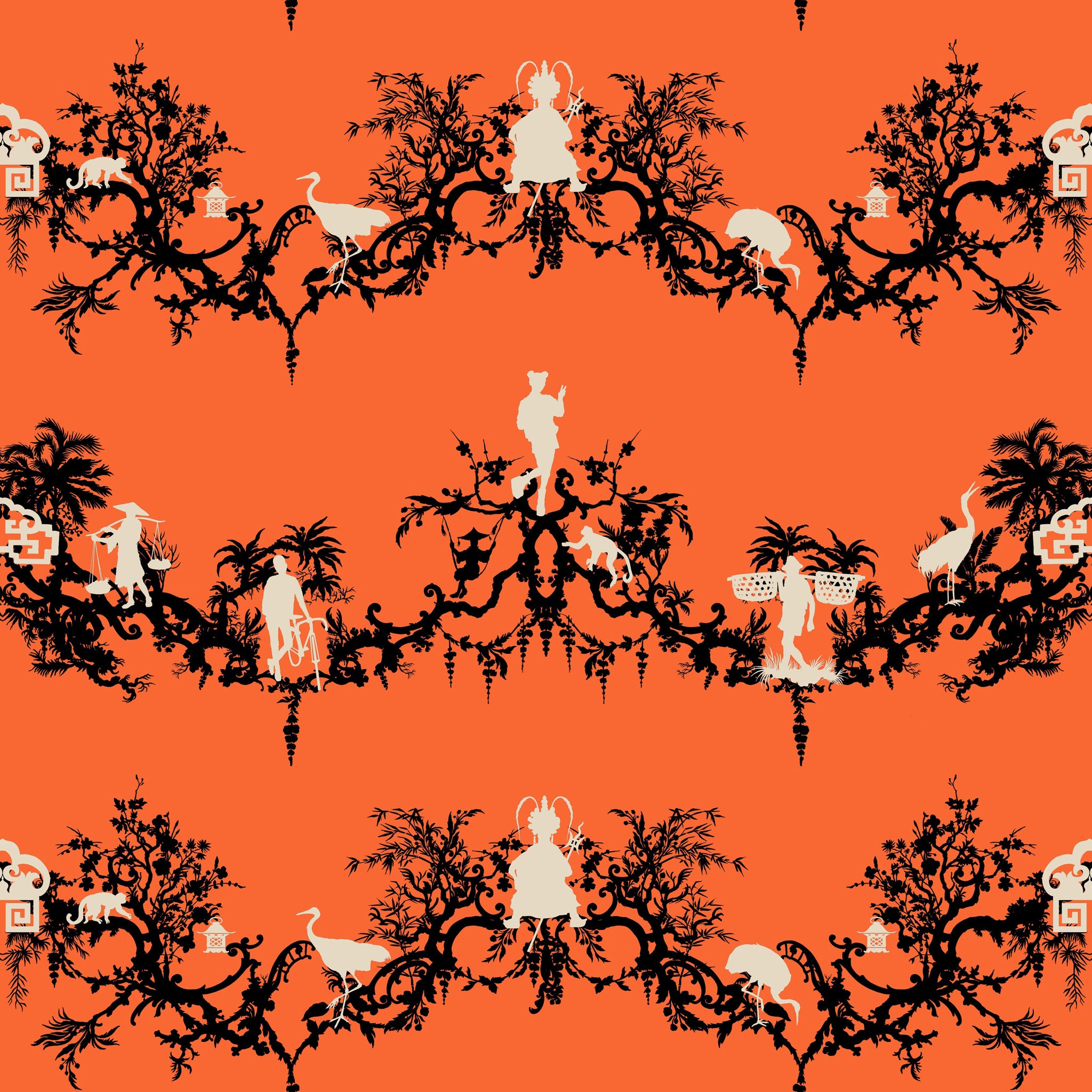 Timorous Beasties 'Shuiping De Pillement' Superwide Wallpaper Orange