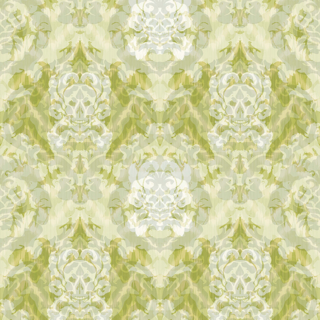 Timorous Beasties 'Skull Damask' Superwide Wallpaper Lime