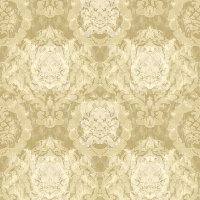 Timorous Beasties 'Skull Damask' Superwide Wallpaper Vanilla