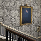 Timorous Beasties 'Snakeskin Damask' Superwide Wallpaper Black Staircase