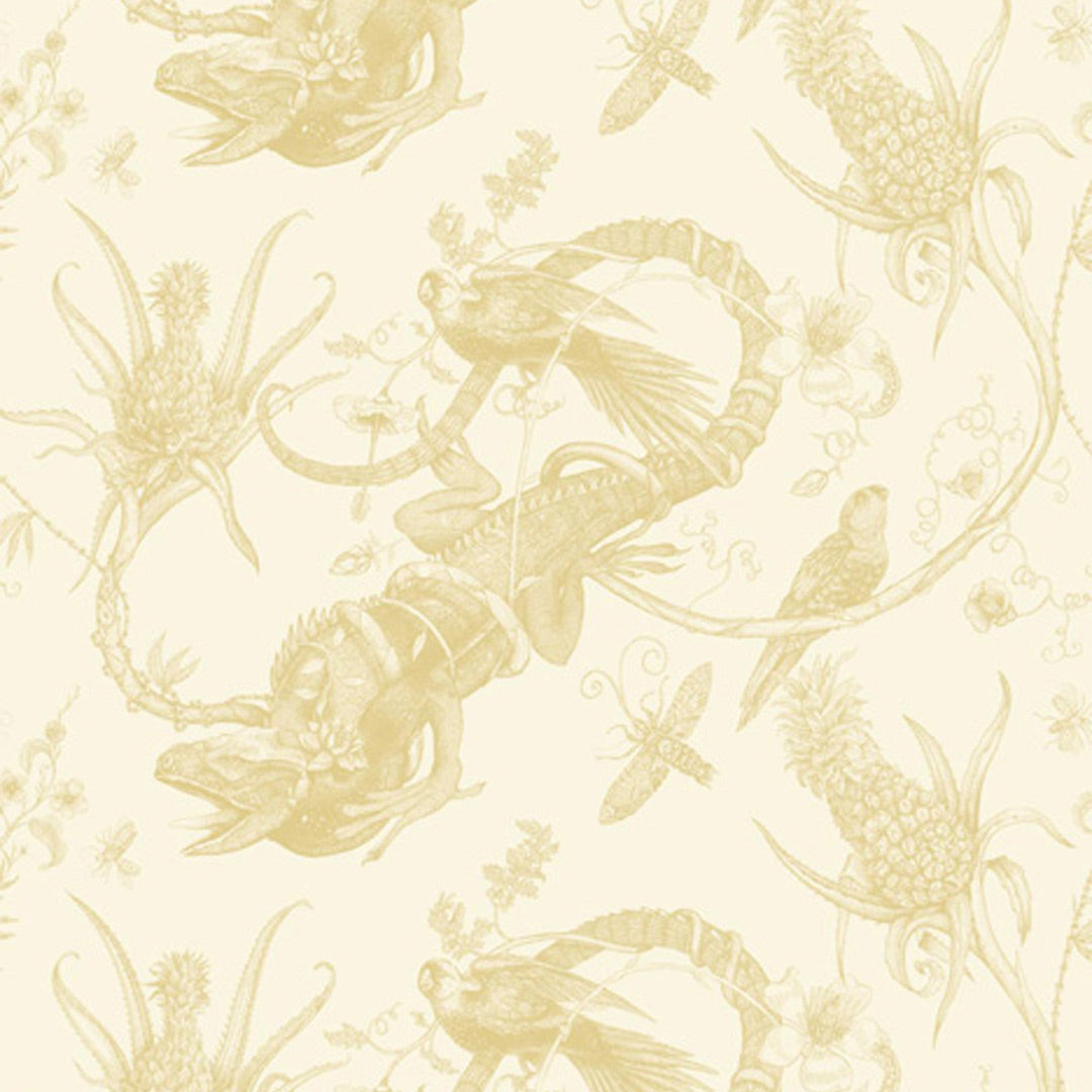 Timorous Beasties 'Superwide Iguana' Wallpaper Gold on Ivory