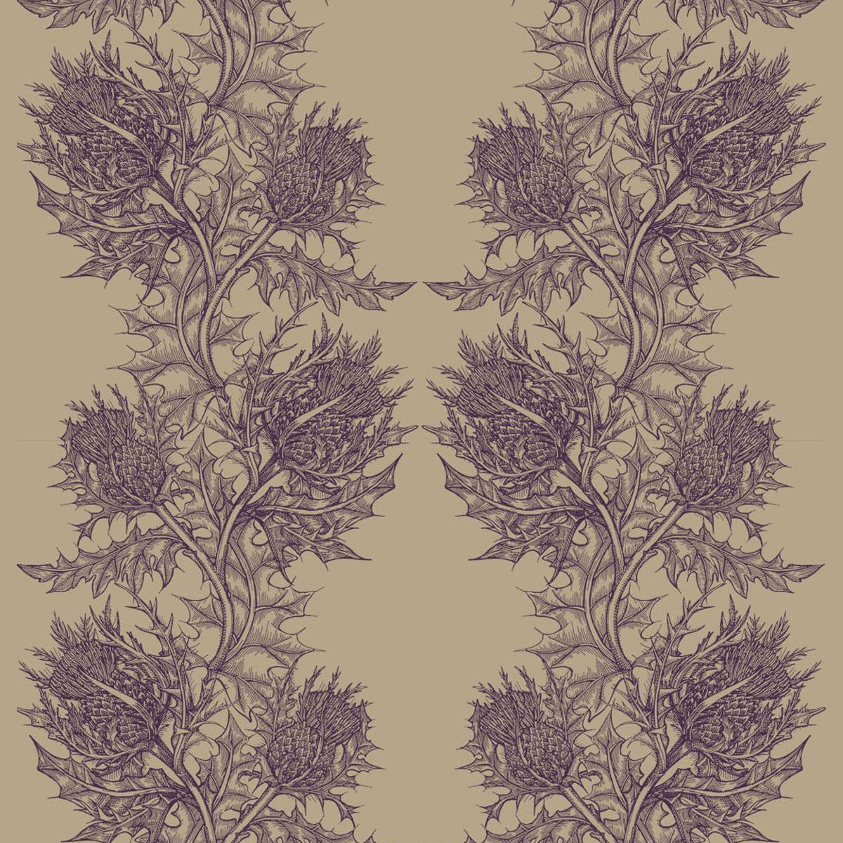 Timorous Beasties Thistle Fabric Beetroot