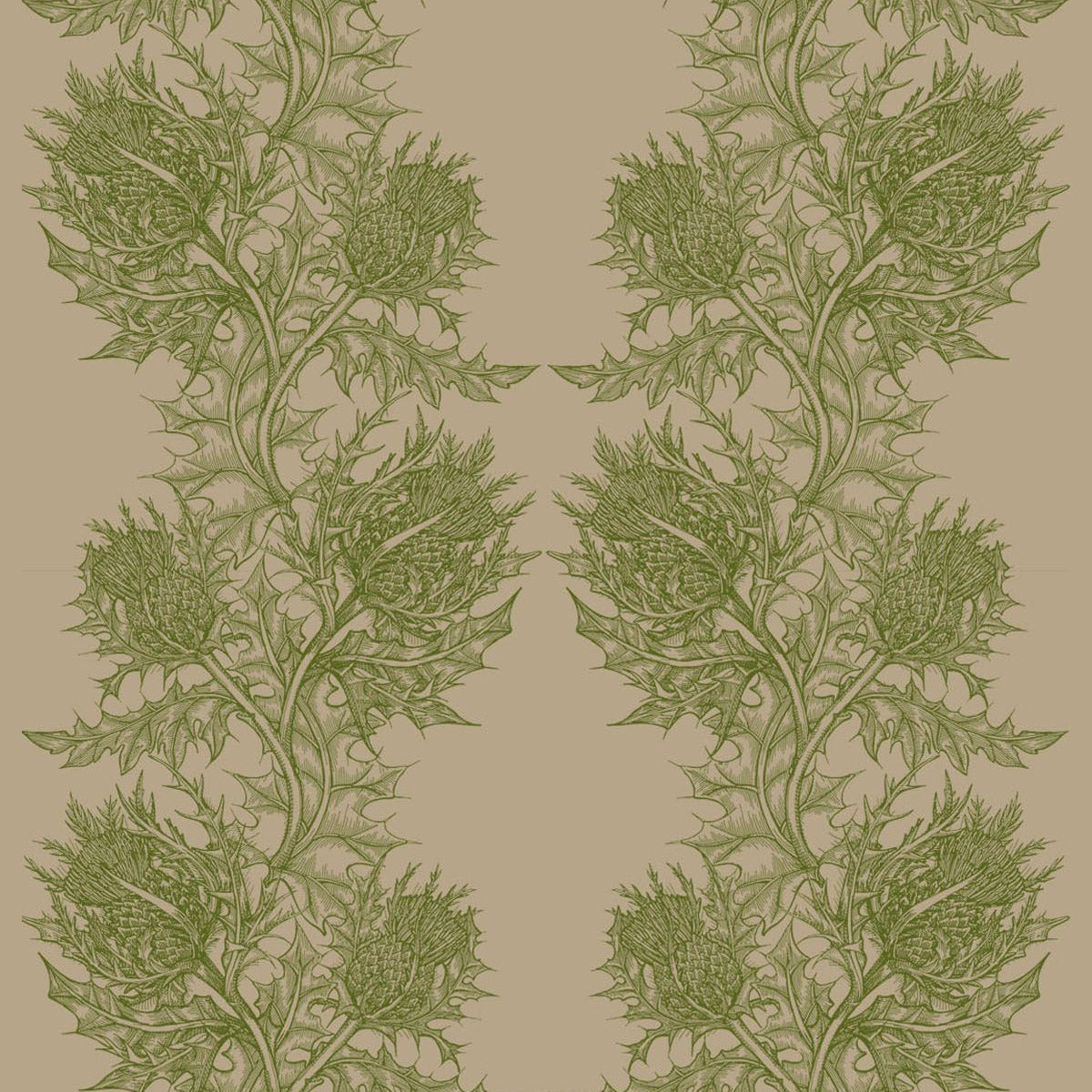 Timorous Beasties Thistle Fabric Olive Green