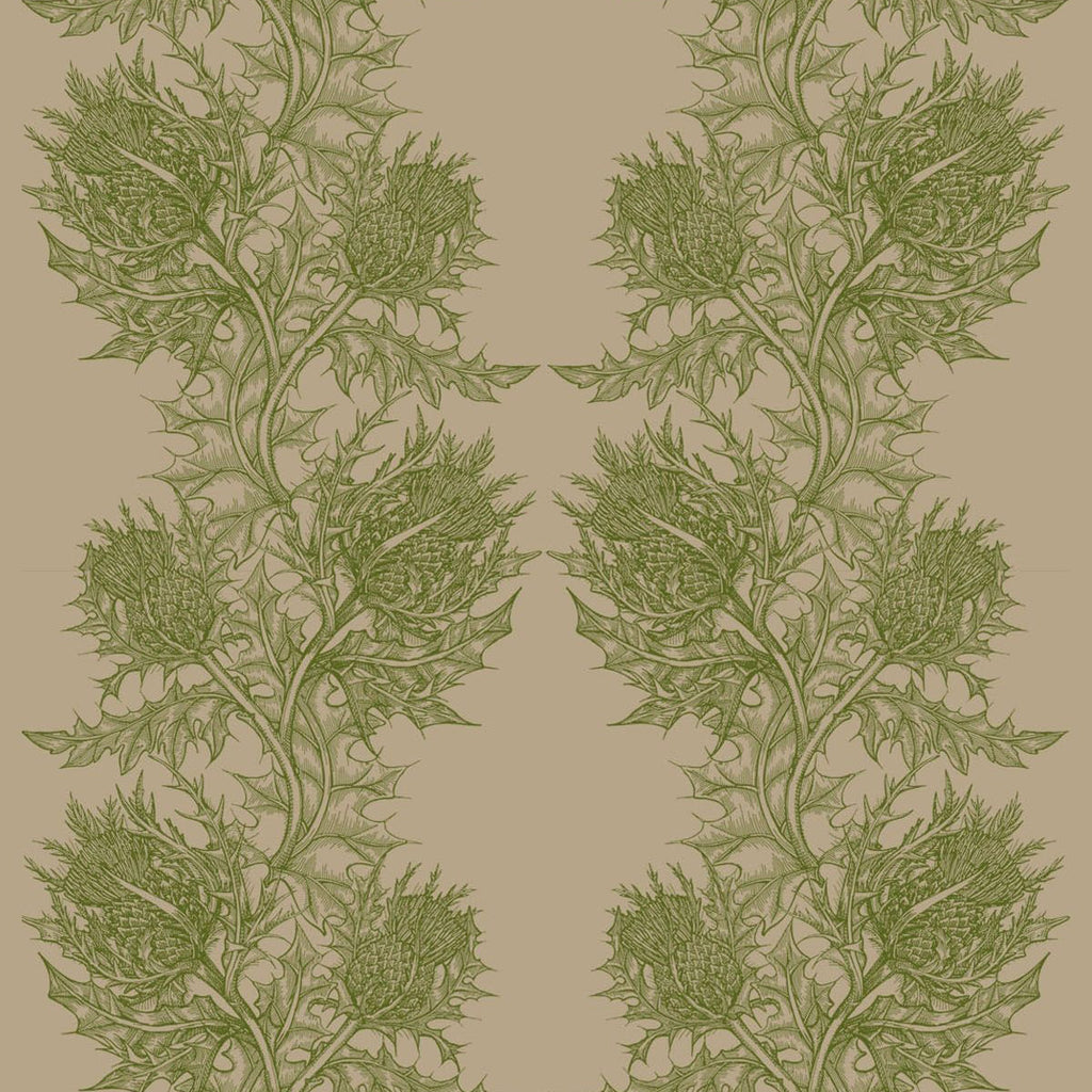 Timorous Beasties Thistle Fabric Olive Green